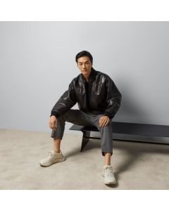 Gucci GG embossed leather bomber jacket