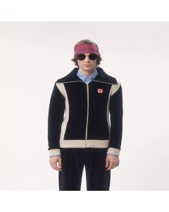 CHEZ VALENTINO TURTLENECK CHENILLE SWEATSHIRT WITH ZIPPER AND PATCH