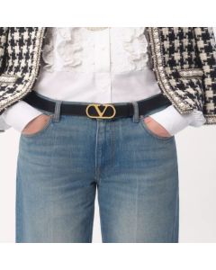 Valentino VLOGO SIGNATURE BELT IN SHINY CALFSKIN