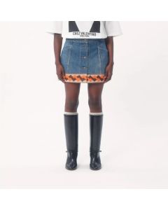 Valentino DENIM SKIRT WITH JACQUARD TRIMS