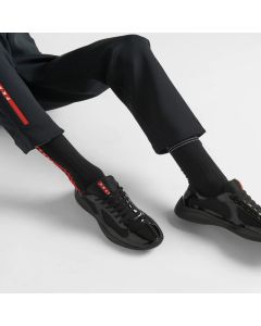 Patent leather and technical fabric Prada America's Cup sneakers