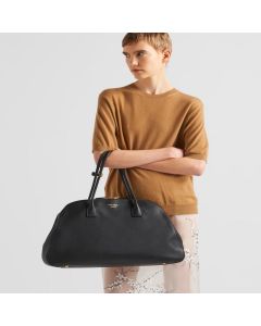 Prada Large leather tote bag with zipper closure