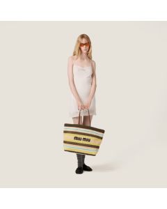 MIU MIU Raffia-effect woven tote bag