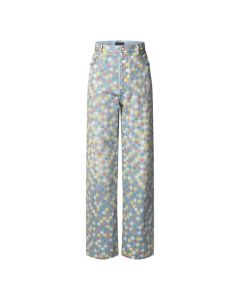 LV Damier Denim Wide-Leg Pants