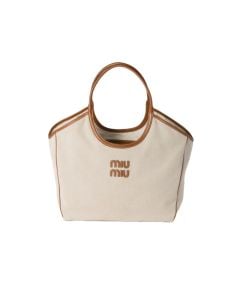 MIU MIU IVY canvas and leather tote bag