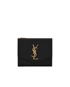 YSL UPTOWN Compact wallet in grain de poudre leather