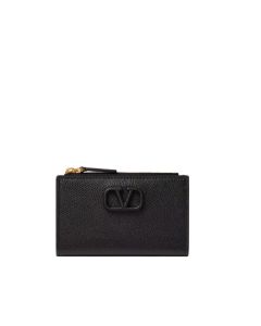 Valentino VLOGO SIGNATURE GRAINY CALFSKIN CARDHOLDER WTH ZIPPER