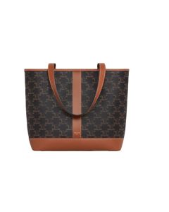 Celine SMALL CABAS IN TRIOMPHE CANVAS AND CALFSKIN