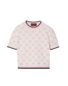 Gucci Cotton crewneck top with GG intarsia