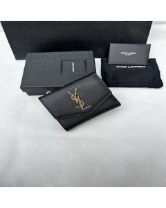 YSL UPTOWN Compact wallet in grain de poudre leather