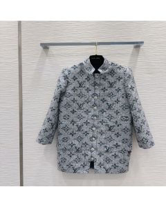 LV Monogram Tweed Straight Coat
