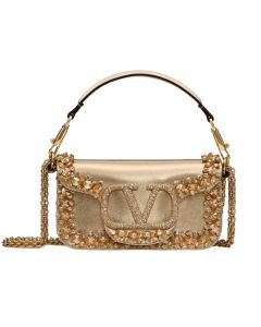 VALENTINO GARAVANI LOCÒ SMALL EMBROIDERED SHOULDER BAG