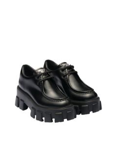 Prada Monolith brushed leather lace-up shoes
