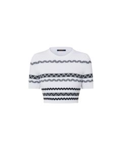 LV Scallop Stripe Knit Crop Top