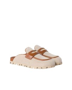 MIU MIU Canvas and leather mules