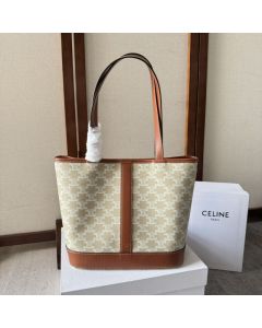 Celine SMALL CABAS IN TRIOMPHE CANVAS AND CALFSKIN