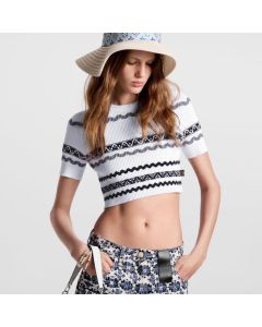 LV Scallop Stripe Knit Crop Top