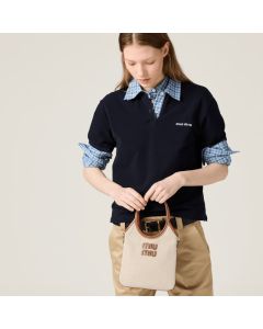 MIU MIU IVY canvas and leather tote bag
