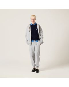 MIU MIU Cotton fleece pants with leather trim