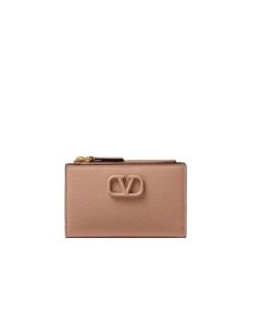Valentino VLOGO SIGNATURE GRAINY CALFSKIN CARDHOLDER WTH ZIPPER