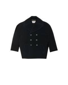 YSL Cassandre Peacoat in Cotton Velvet
