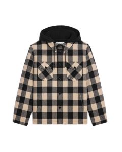 Celine hooded overshirt in check wool