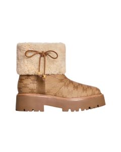 CELINE BULKY CROPPED TRIOMPHE BOOT in SUEDE STAMPED CALFSKIN AND SHEARLING