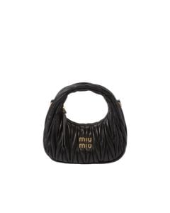 MIU MIU Wander matelassé nappa leather hobo mini-bag
