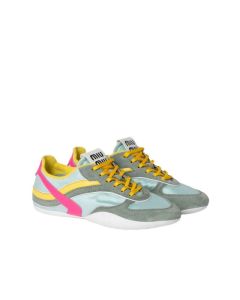 MIU MIU Gymnasium technical fabric and suede sneakers