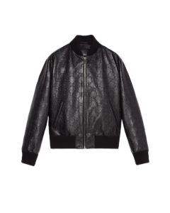 Gucci GG leather bomber jacket