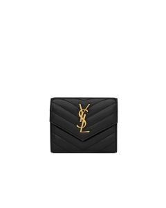 YSL CASSANDRE MATELASSÉ compact tri fold wallet in LAMBSKIN