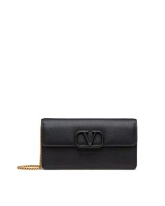 Valentino VLOGO SIGNATURE GRAINY CALFSKIN WALLET WITH CHAIN