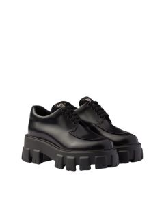 Prada Monolith brushed leather lace-up shoes