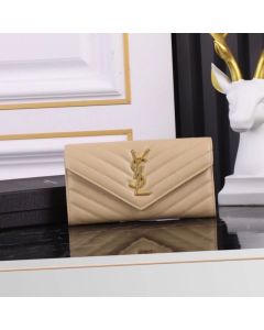 YSL CASSANDRE MATELASSÉ LARGE FLAP WALLET IN GRAIN DE POUDRE LEATHER