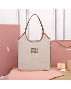 MIU MIU IVY canvas and leather tote bag