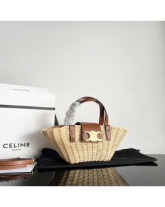 Celine TEEN COUFFIN IN WICKER AND NATURAL CALFSKIN