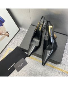 YSL LEE SLINGBACK PUMPS IN GLAZED LEATHER