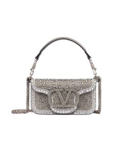 SMALL VALENTINO GARAVANI LOCÒ SHOULDER BAG WITH RHINESTONES