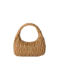MIU MIU Wander matelassé nappa leather hobo bag