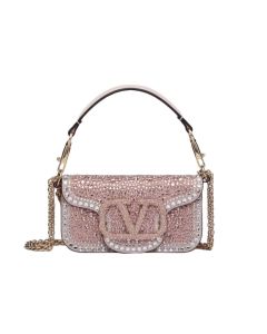 SMALL VALENTINO GARAVANI LOCÒ SHOULDER BAG WITH RHINESTONES