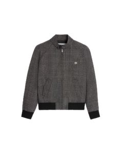 Celine triomphe blouson jacket in prince of wales wool