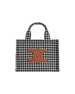 Celine SMALL CABAS THAIS IN VICHY TEXTILE AND CALFSKIN
