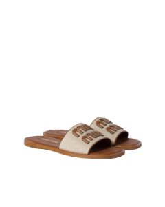 MIU MIU Canvas and leather slides