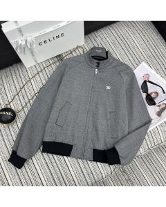 Celine triomphe blouson jacket in prince of wales wool