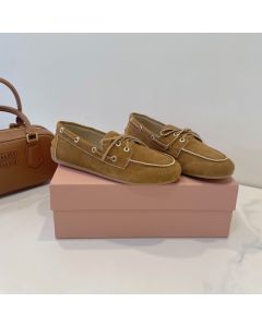 MIU MIU Faded unlined suede loafers