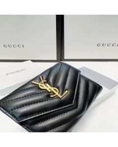 YSL CASSANDRE MATELASSÉ compact tri fold wallet in LAMBSKIN