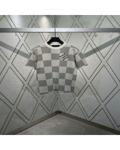 LV Damier Jacquard Short-Sleeved Crewneck