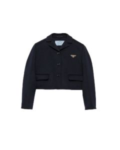 Prada Embroidered single-breasted cashgora jacket