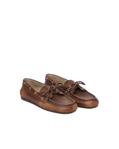 MIU MIU Unlined bleached leather boat shoes
