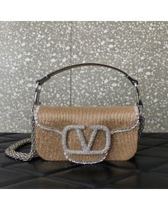 VALENTINO GARAVANI LOCÒ EMBROIDERED SMALL SHOULDER BAG